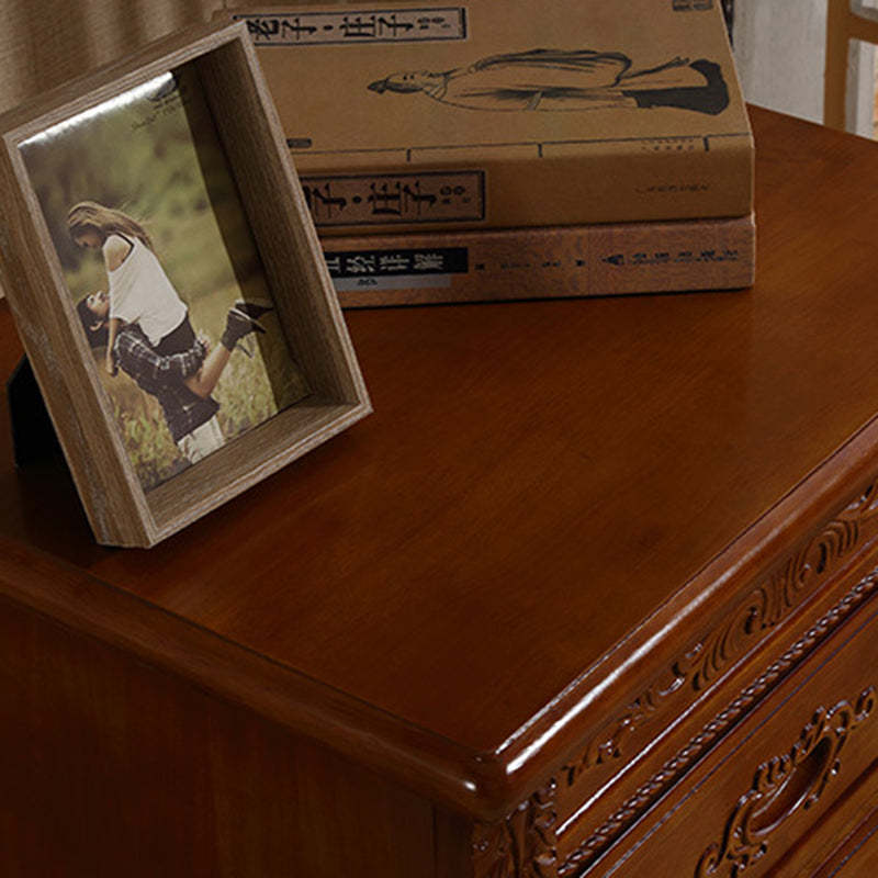 Vintage Solid Wood Metal 2-Drawer Nightstand