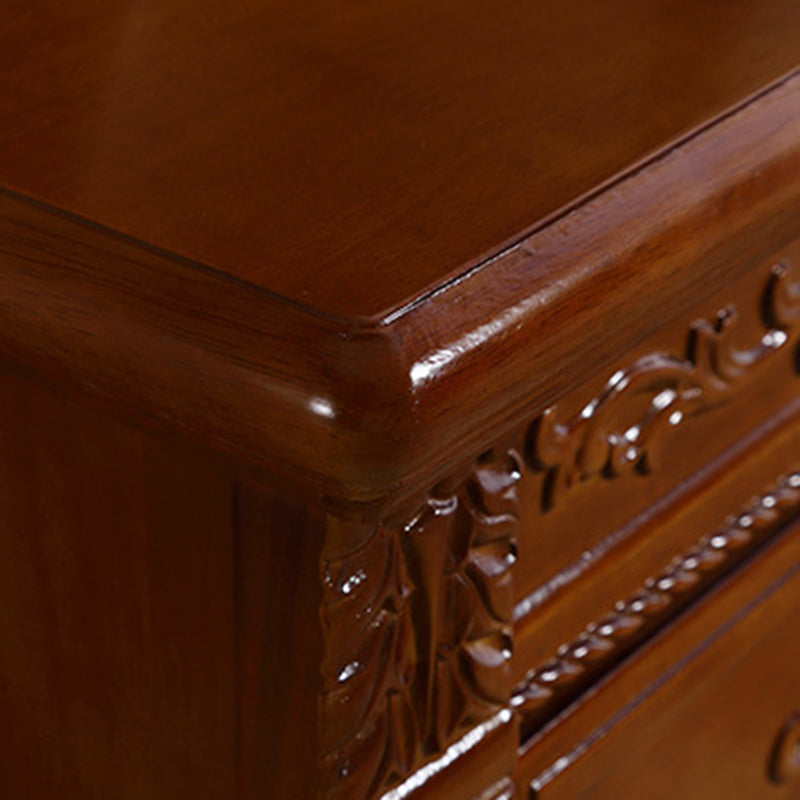 Vintage Solid Wood Metal 2-Drawer Nightstand