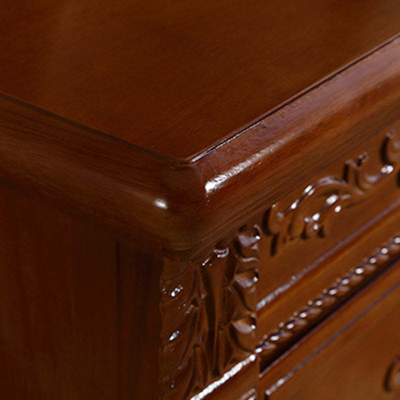 Vintage Solid Wood Metal 2-Drawer Nightstand