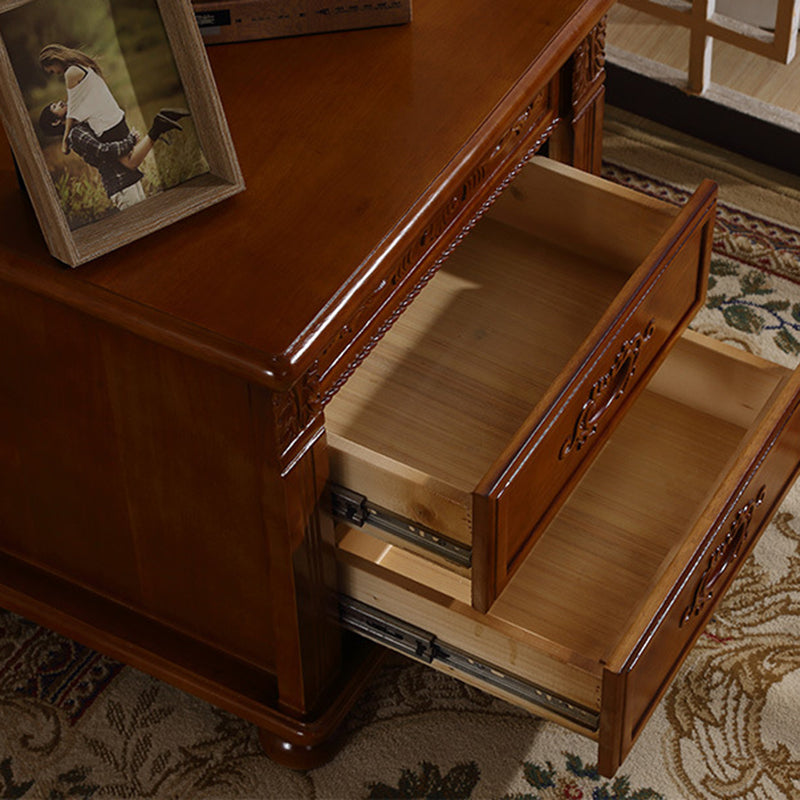 Vintage Solid Wood Metal 2-Drawer Nightstand