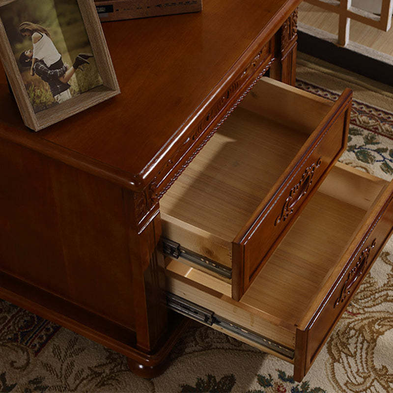 Vintage Solid Wood Metal 2-Drawer Nightstand