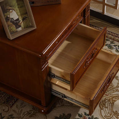 Vintage Solid Wood Metal 2-Drawer Nightstand