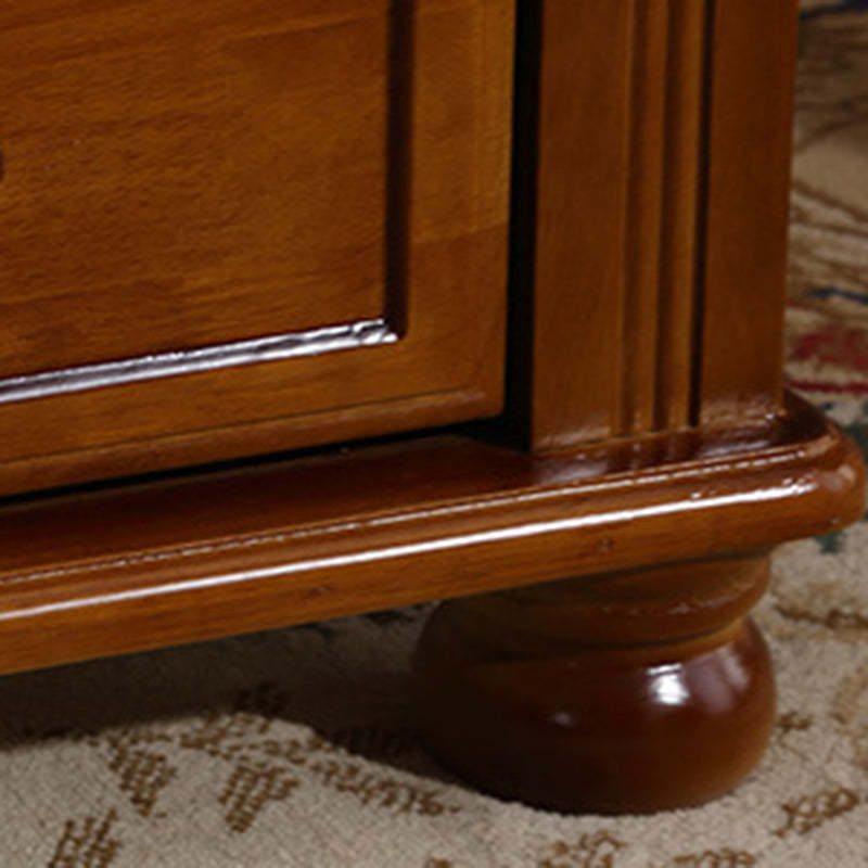 Vintage Solid Wood Metal 2-Drawer Nightstand