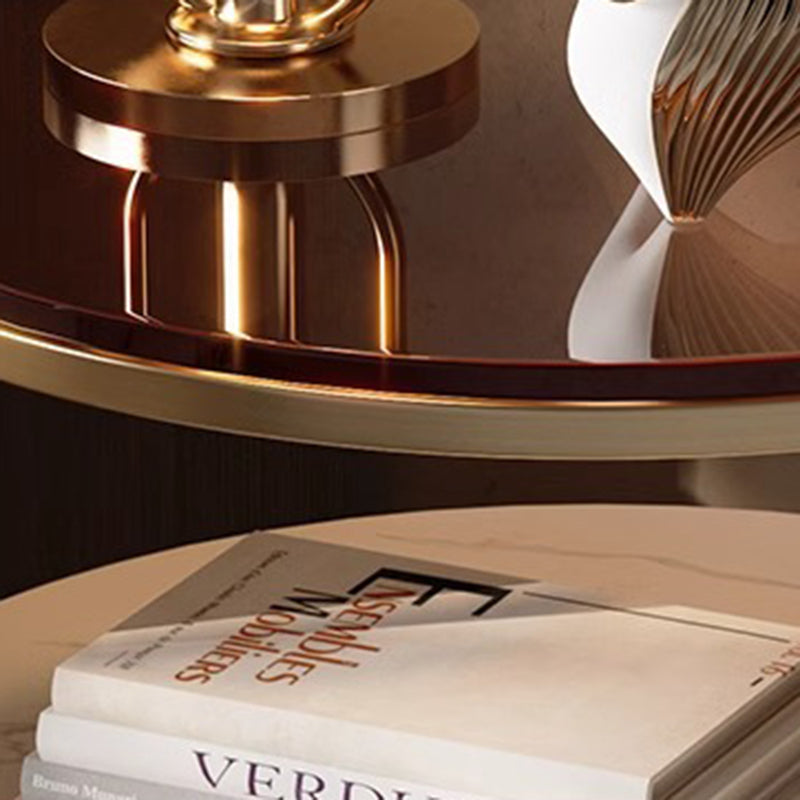 Modern Saddle Leather Glass Wood Nightstand