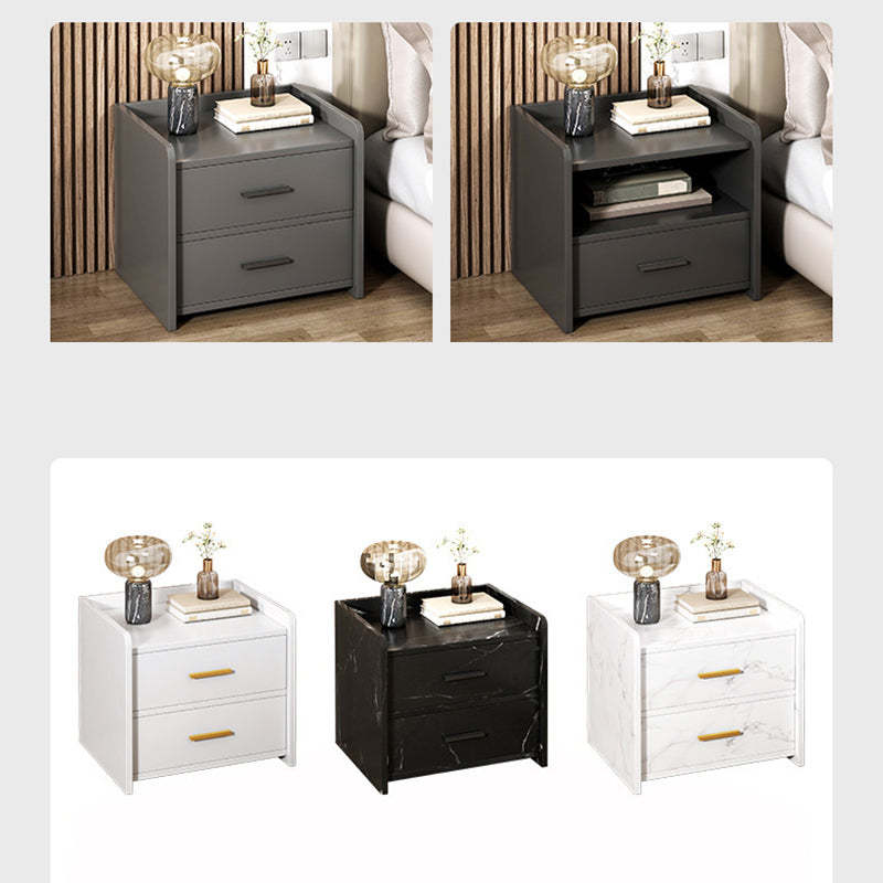 Minimalist Solid Wood Rectangular Nightstand 2-Drawer