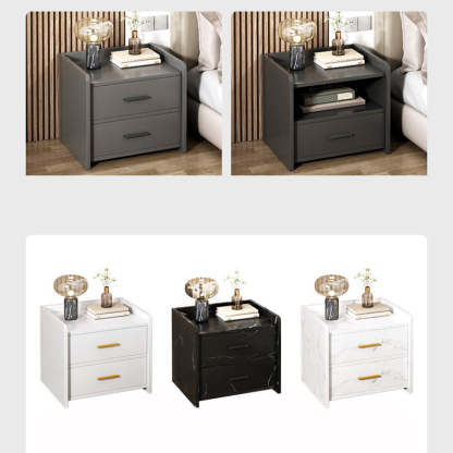 Minimalist Solid Wood Rectangular Nightstand 2-Drawer