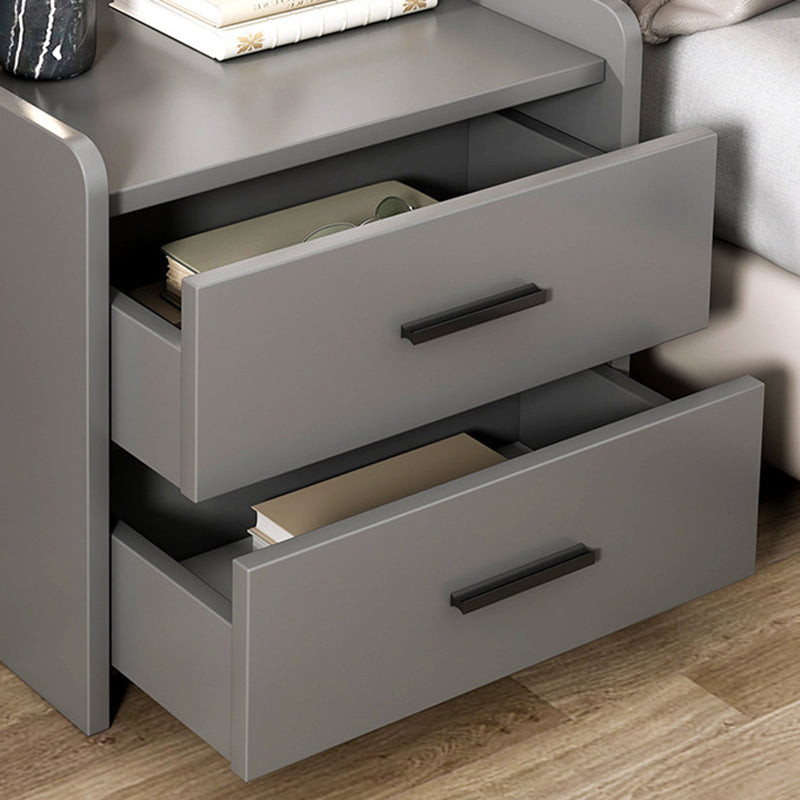 Minimalist Solid Wood Rectangular Nightstand 2-Drawer — C