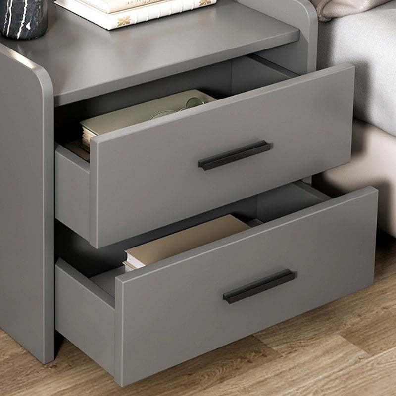 Minimalist Solid Wood Rectangular Nightstand 2-Drawer — C