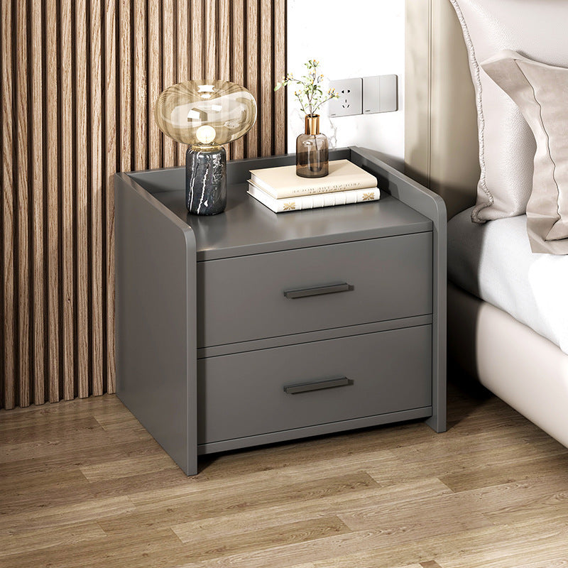 Minimalist Solid Wood Rectangular Nightstand 2-Drawer — B