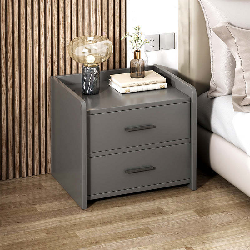 Minimalist Solid Wood Rectangular Nightstand 2-Drawer — B
