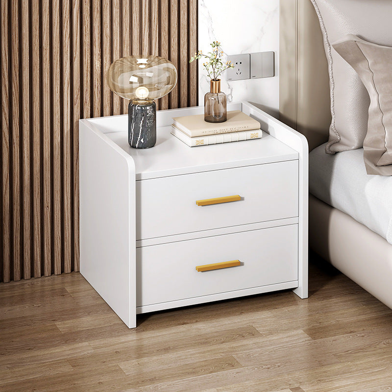 Minimalist Solid Wood Rectangular Nightstand 2-Drawer