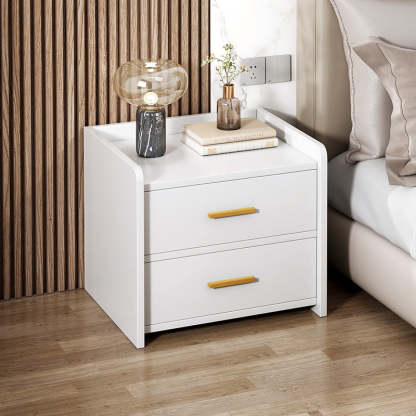 Minimalist Solid Wood Rectangular Nightstand 2-Drawer