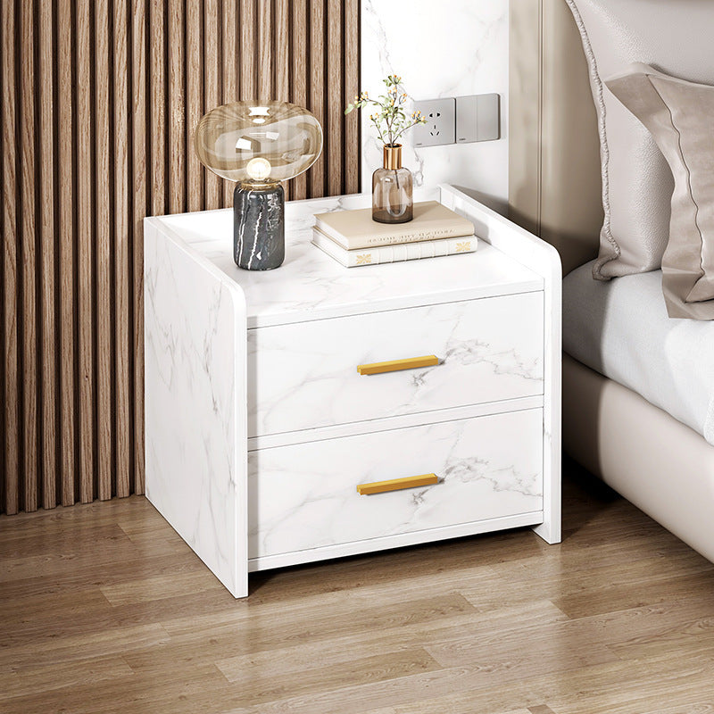 Minimalist Solid Wood Rectangular Nightstand 2-Drawer