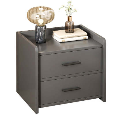 Minimalist Solid Wood Rectangular Nightstand 2-Drawer