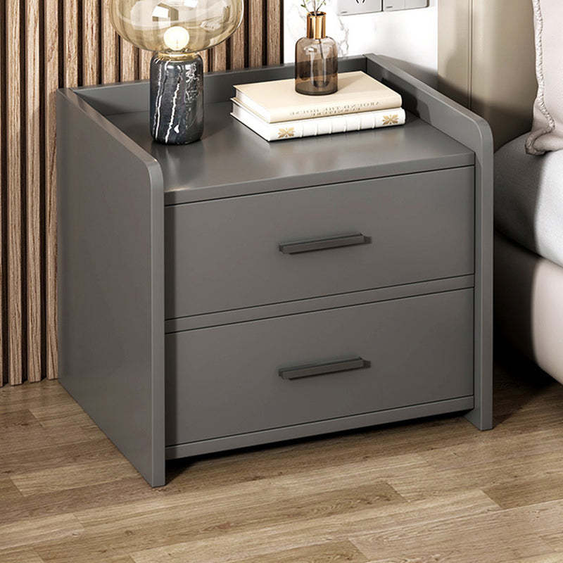 Minimalist Solid Wood Rectangular Nightstand 2-Drawer — A
