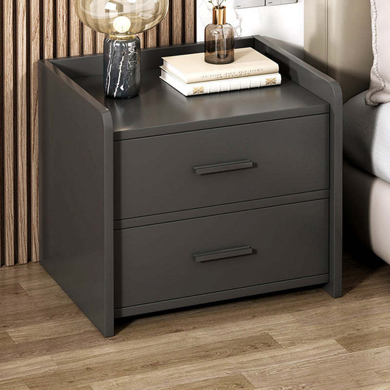 Minimalist Solid Wood Rectangular Nightstand 2-Drawer