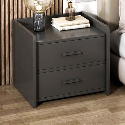 Minimalist Solid Wood Rectangular Nightstand 2-Drawer