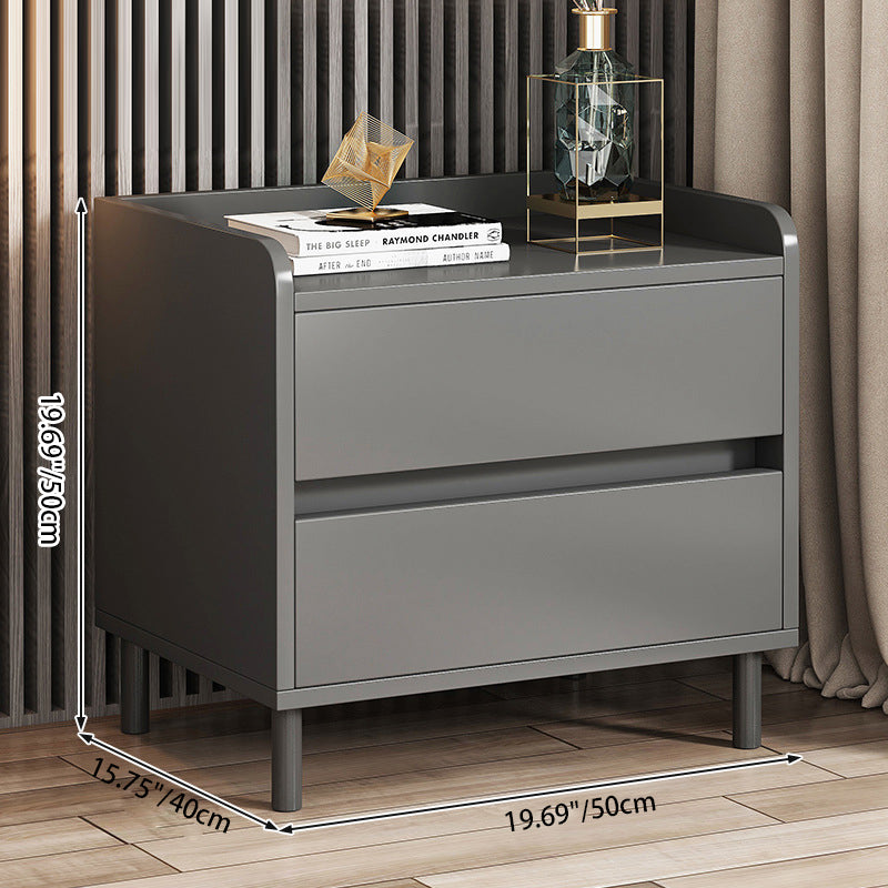 Minimalist Solid Wood Rectangular Nightstand 2-Drawer