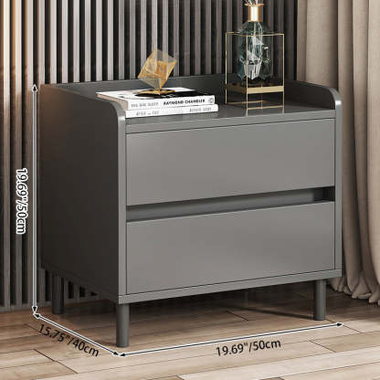 Minimalist Solid Wood Rectangular Nightstand 2-Drawer