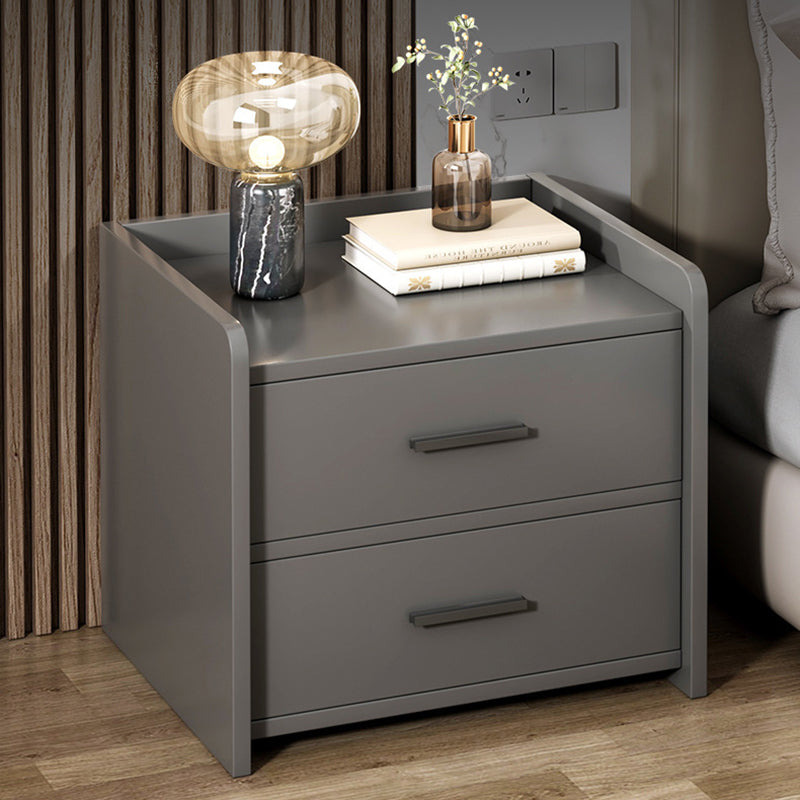 Minimalist Solid Wood Rectangular Nightstand 2-Drawer