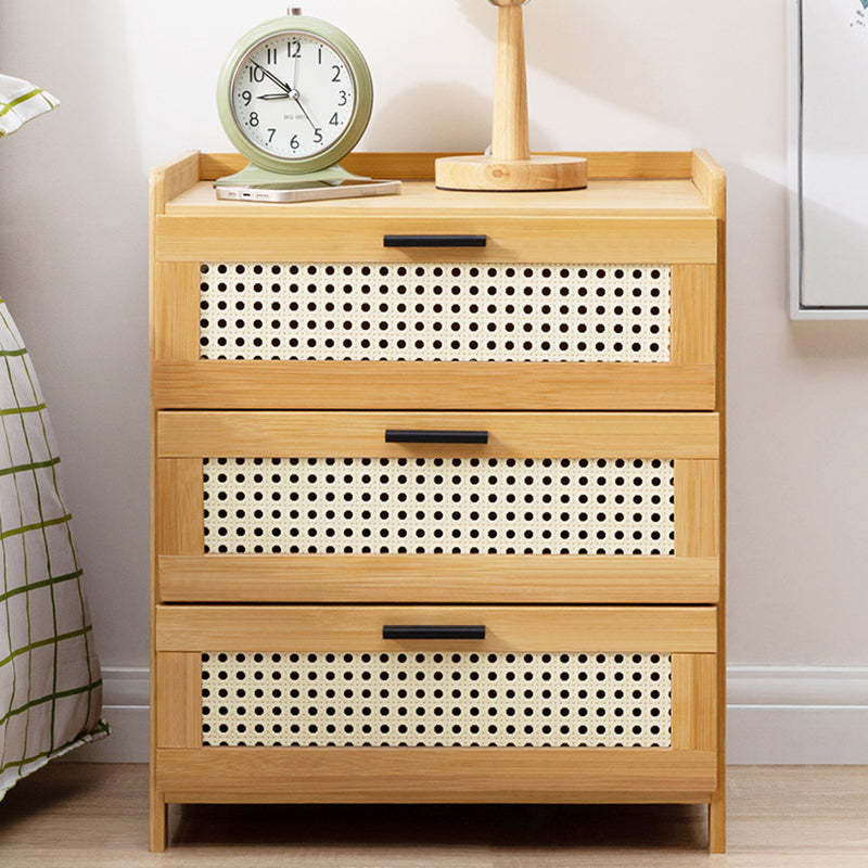 Minimalist Bamboo Glass Plastic Nightstand