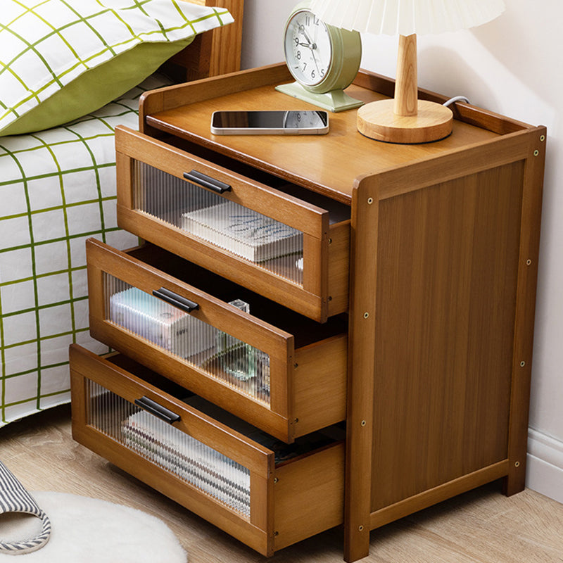 Minimalist Bamboo Glass Plastic Nightstand