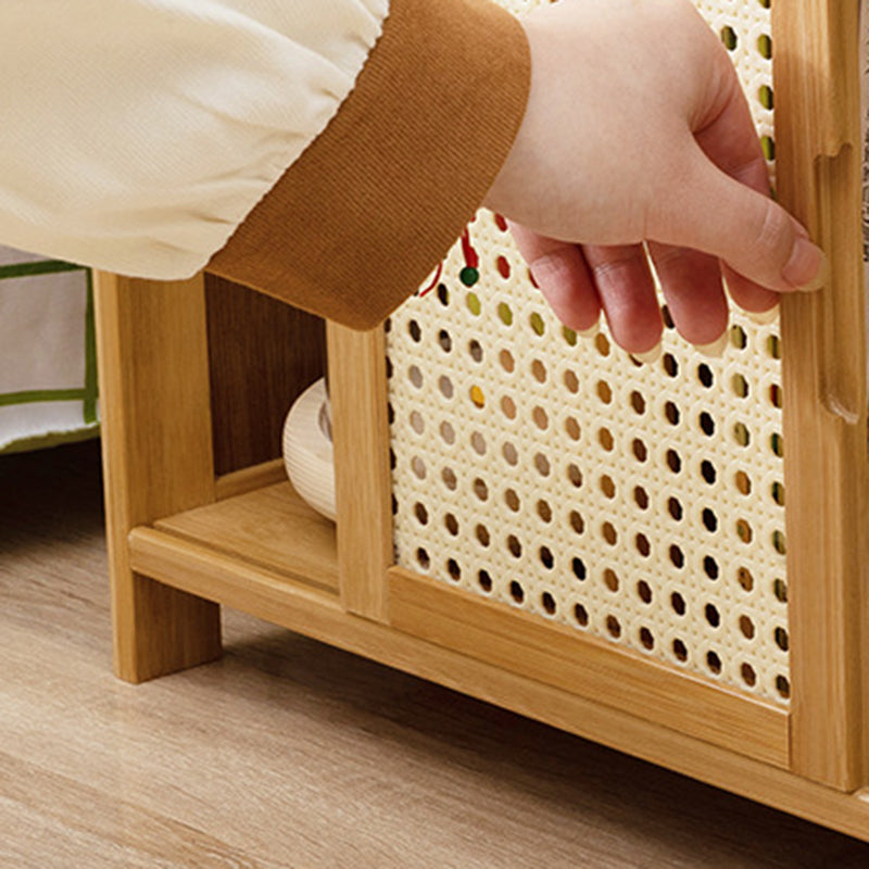 Minimalist Bamboo Glass Plastic Nightstand — C - Walnut Color
