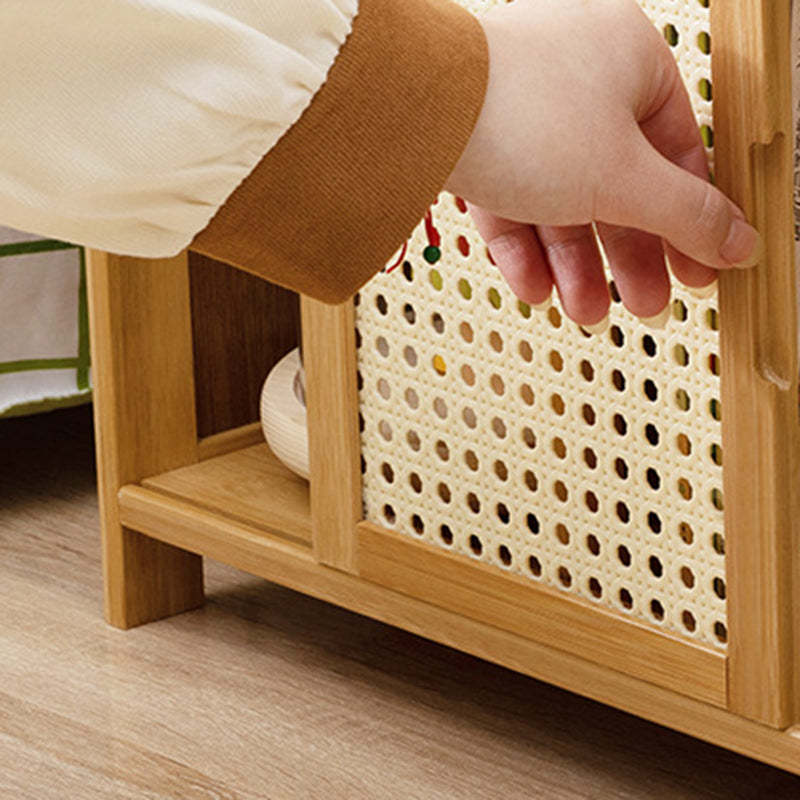 Minimalist Bamboo Glass Plastic Nightstand — C - Walnut Color