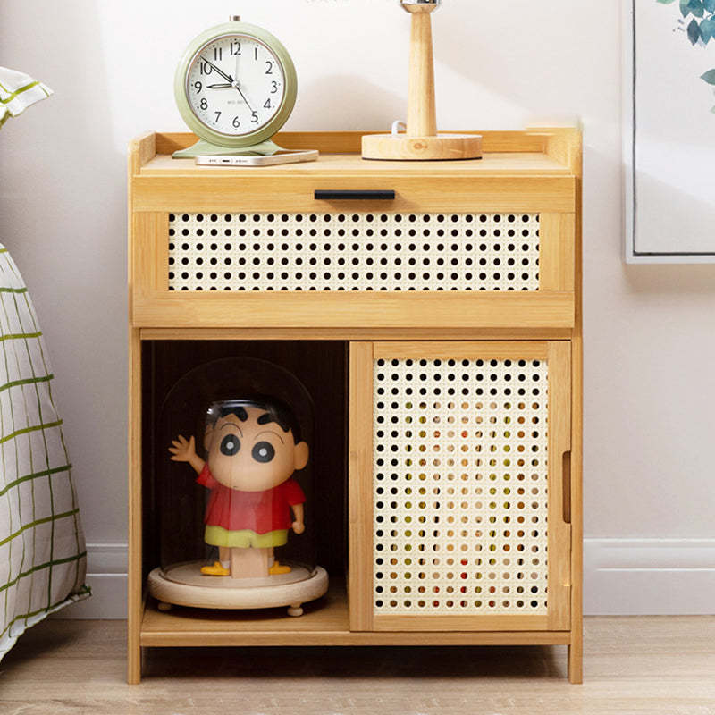 Minimalist Bamboo Glass Plastic Nightstand
