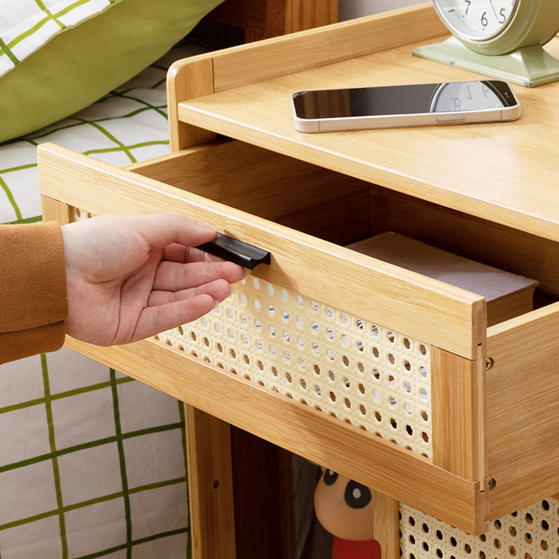 Minimalist Bamboo Glass Plastic Nightstand