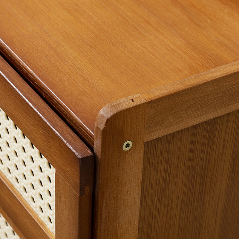 Minimalist Bamboo Glass Plastic Nightstand