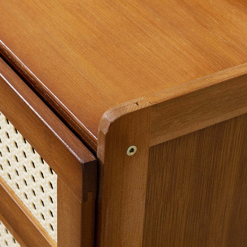 Minimalist Bamboo Glass Plastic Nightstand