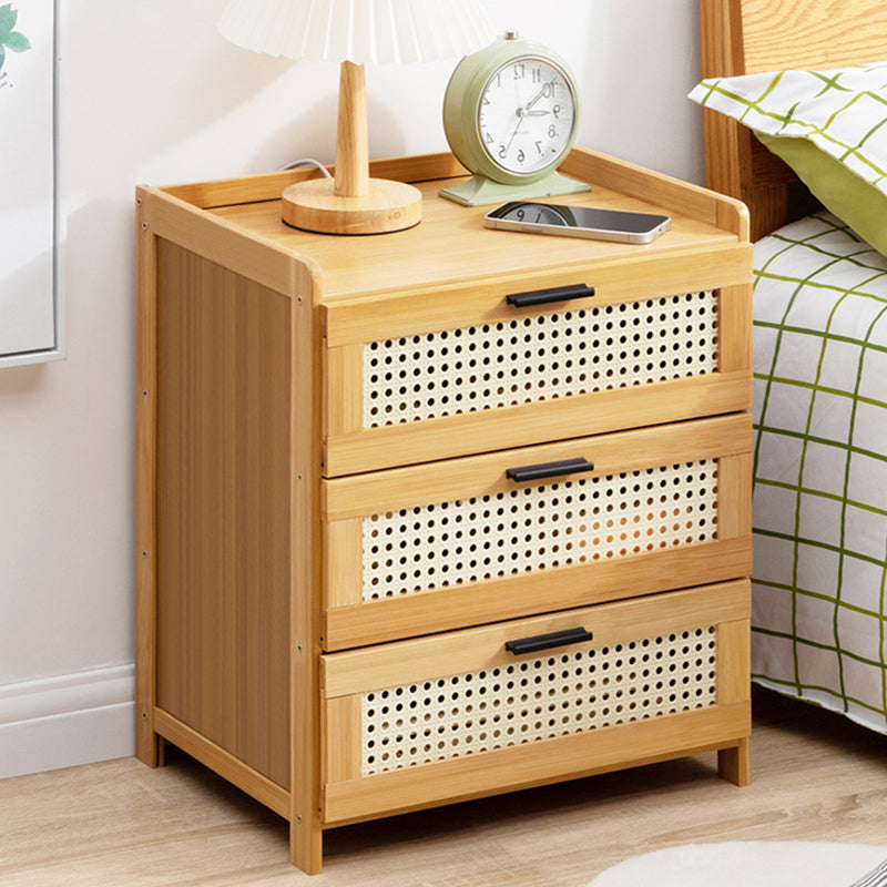 Minimalist Bamboo Glass Plastic Nightstand