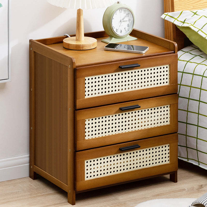 Minimalist Bamboo Glass Plastic Nightstand