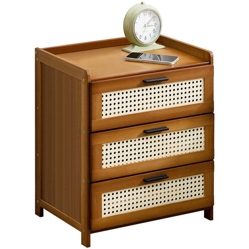 Minimalist Bamboo Glass Plastic Nightstand