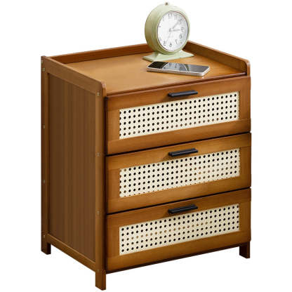 Minimalist Bamboo Glass Plastic Nightstand