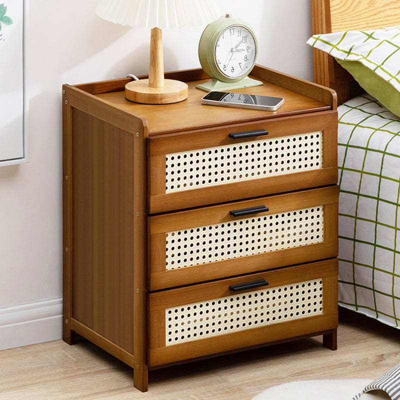 Minimalist Bamboo Glass Plastic Nightstand