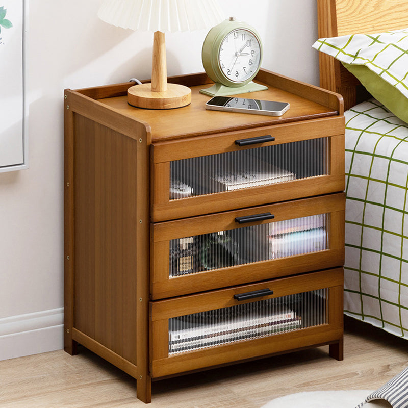 Minimalist Bamboo Glass Plastic Nightstand