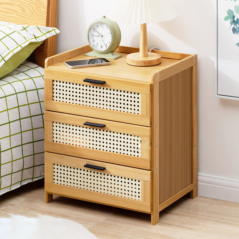 Minimalist Bamboo Glass Plastic Nightstand