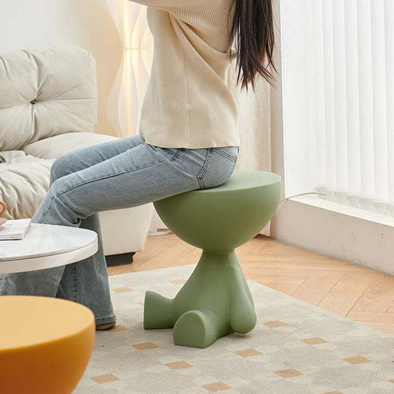 Round Plastic Side Table — Blue