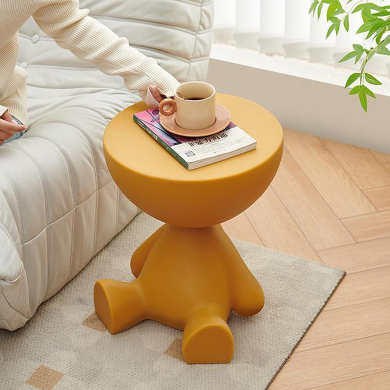 Round Plastic Side Table — Gray
