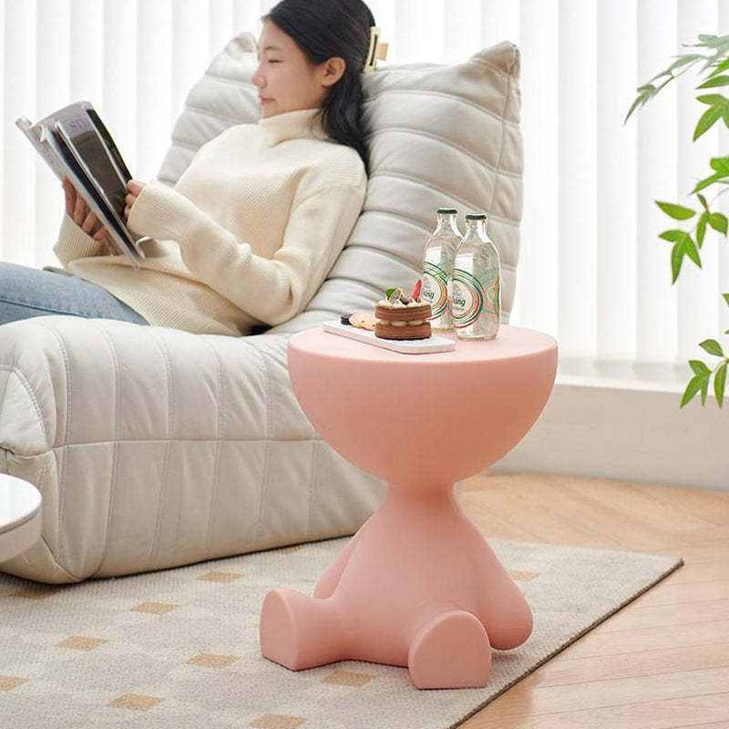 Round Plastic Side Table — Red