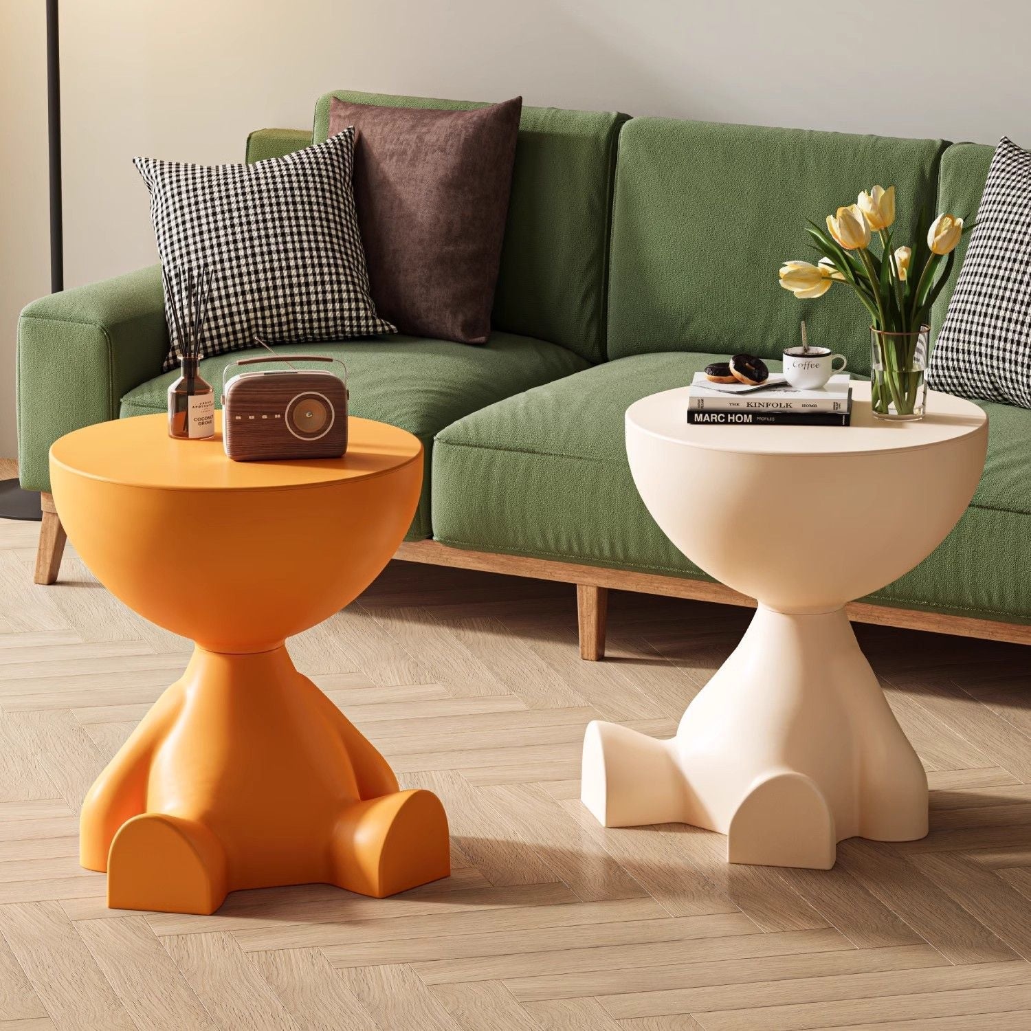 Round Plastic Side Table — White