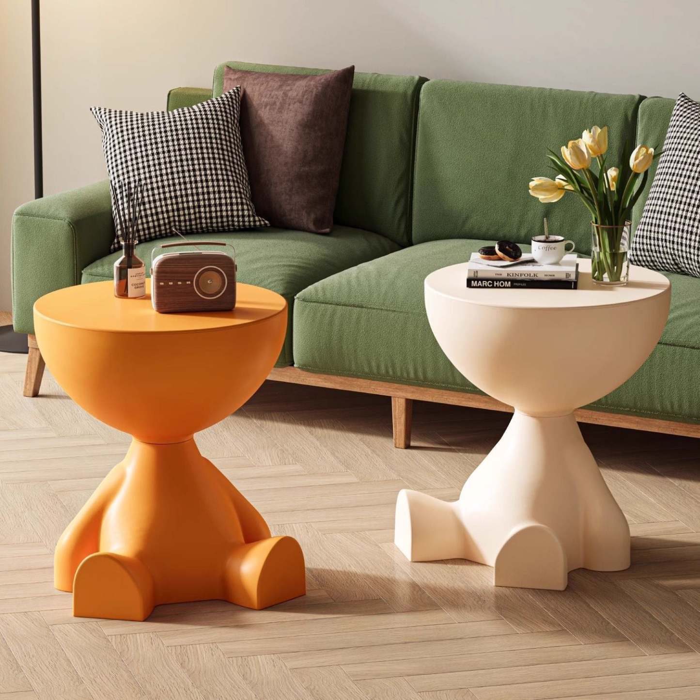 Round Plastic Side Table — White