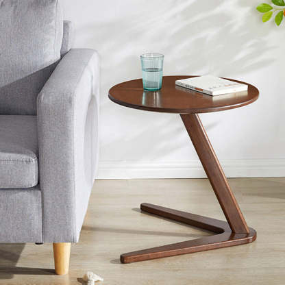 Minimalist Round Solid Wood Side Table — Original Wood Color