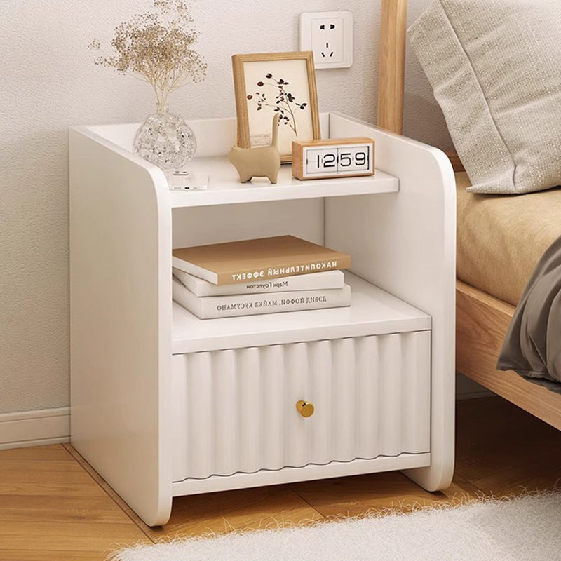 Nordic Wood Panel Nightstand 1/2-Drawer — A - 1 Drawer