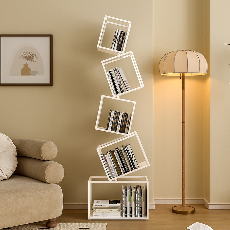 Contemporary Iron 5-Shelf Bookshelf — White