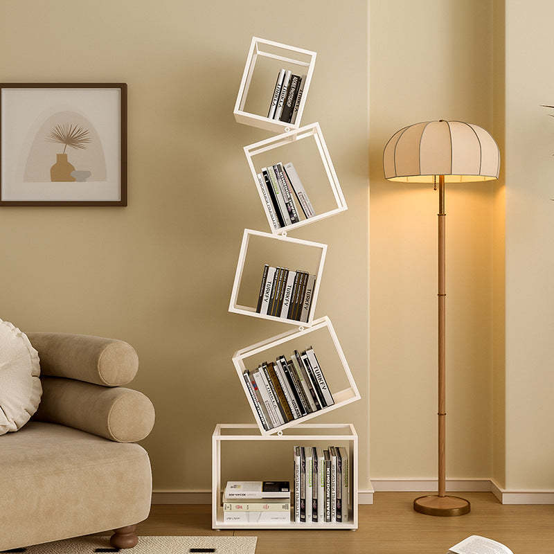 Contemporary Iron 5-Shelf Bookshelf — White