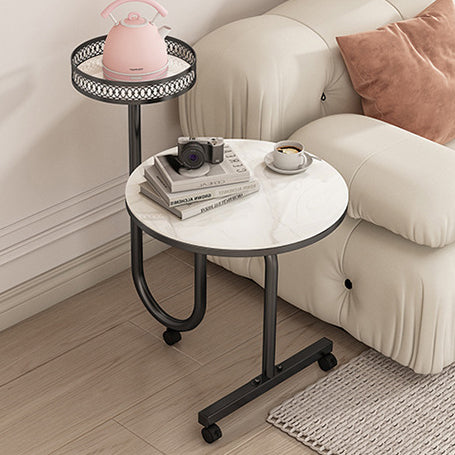 Luxury Rock Slab Iron Side Table — A - With Basket / Gold