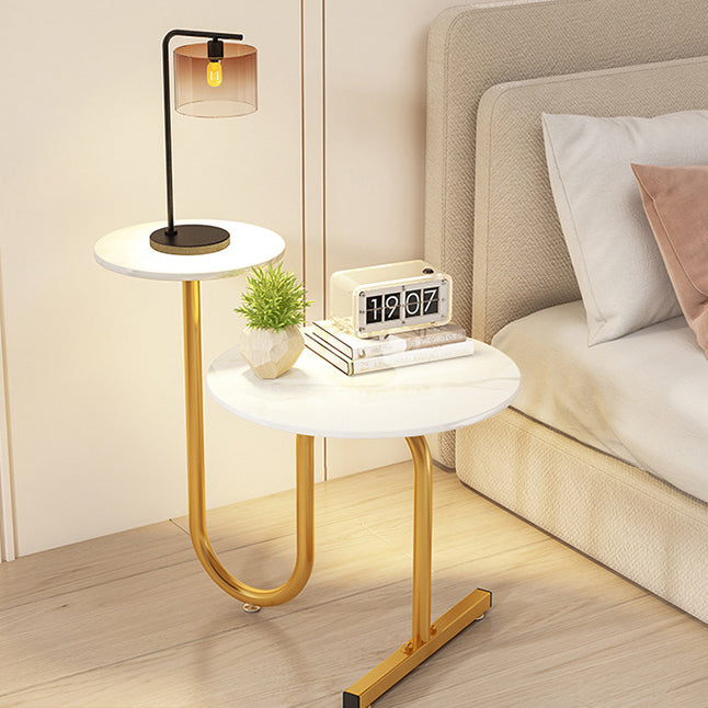 Luxury Rock Slab Iron Side Table